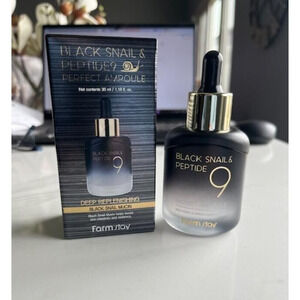 FarmStay KOREAN Black Snail & Peptide9 PERFECT AMPOULE Deep Replenishing Mucin